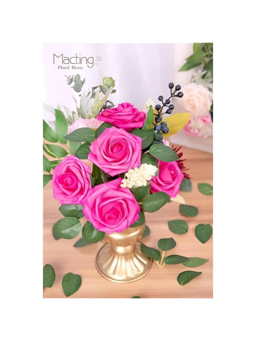 30pcs Real Touch Artificial Roses (Fuschia) - Picture 5 of 6